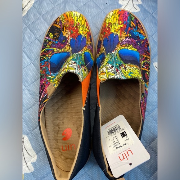 UIN Women’s Slip On Sneaker Casual Loafers Art Painted Walking Shoes - Picture 4 of 6